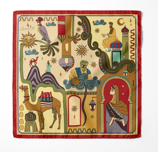 Arabian Nights ( Red/ Warm Beige)/ Pocket square 35
