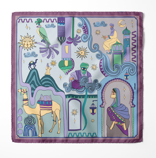 Arabian Nights ( Lavender Purple/ Vanilla Beige)/ Pocket square 35