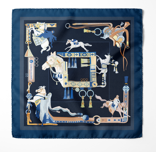 The Story of Emirati Equestrian Heritage (Navy & Beige )/ Pocket square 35
