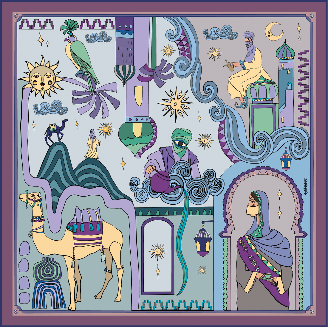 Arabian Nights ( Lavender Purple/ Vanilla Beige)/ Shawl