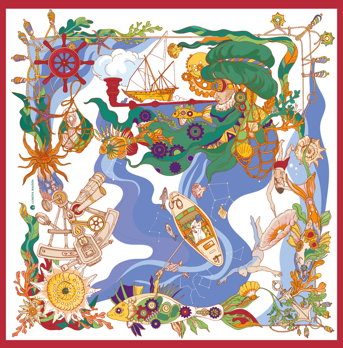 The Secrets of the Emirati Dhow (Red Frame )/ Shawl