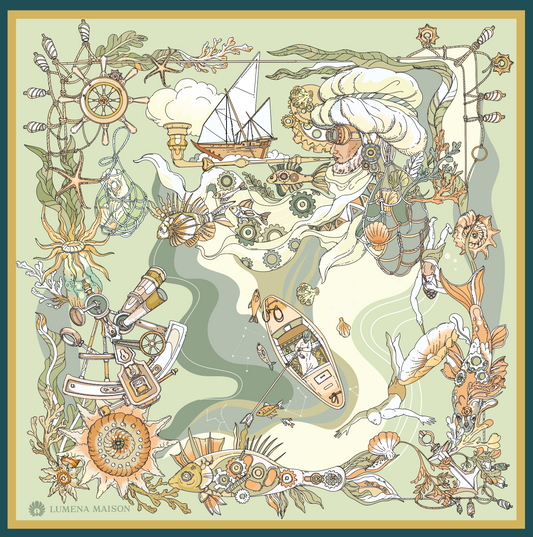 The Secrets of the Emirati Dhow (Lime Green and Oyster White )/ Shawl