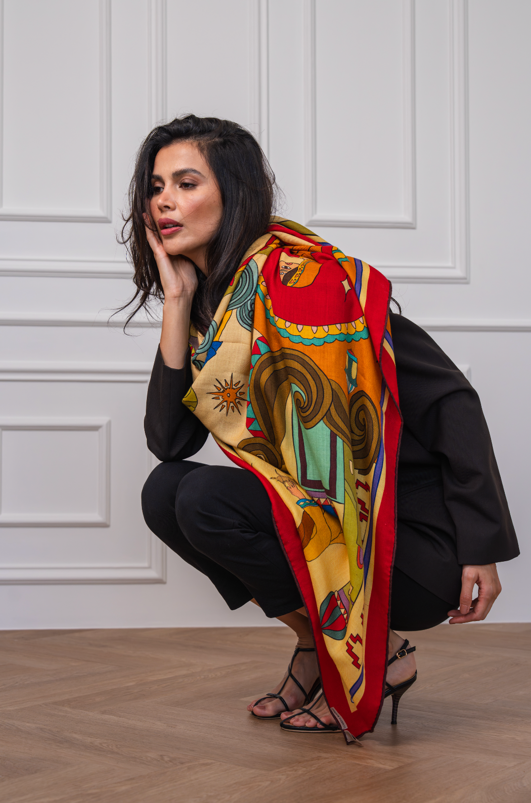 Arabian Nights ( Red/ Warm Beige)/ Shawl