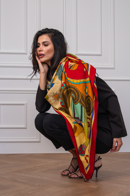 Arabian Nights ( Red/ Warm Beige)/ Shawl