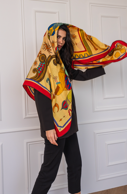 Arabian Nights ( Red/ Warm Beige)/ Shawl