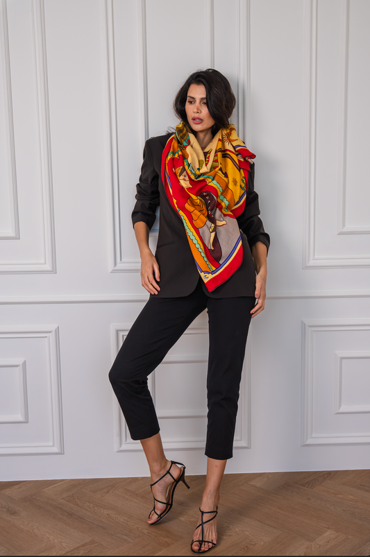 Arabian Nights ( Red/ Warm Beige)/ Shawl