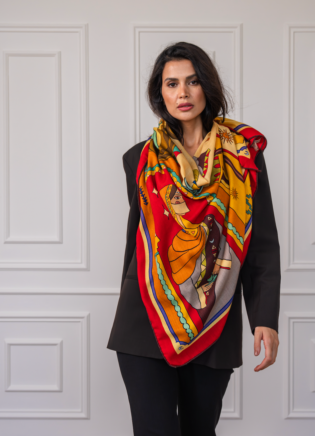 Arabian Nights ( Red/ Warm Beige)/ Shawl