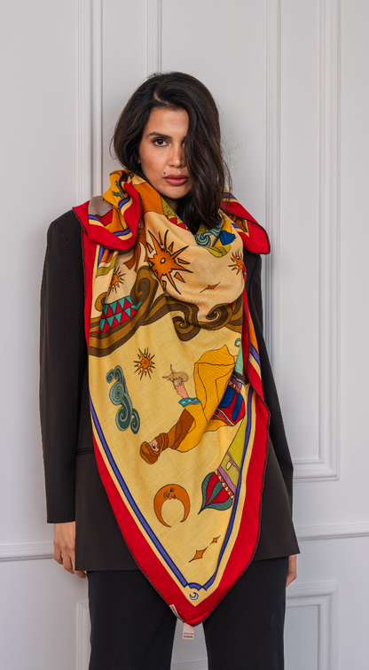 Arabian Nights ( Red/ Warm Beige)/ Shawl