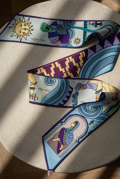 Arabian Nights ( Lavender Purple/ Vanilla Beige)/ Silk twilly scarf