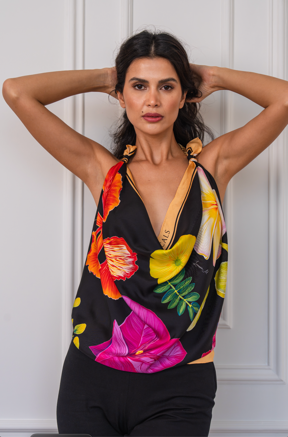 UAE Botanicals (Black) / Silk scarf