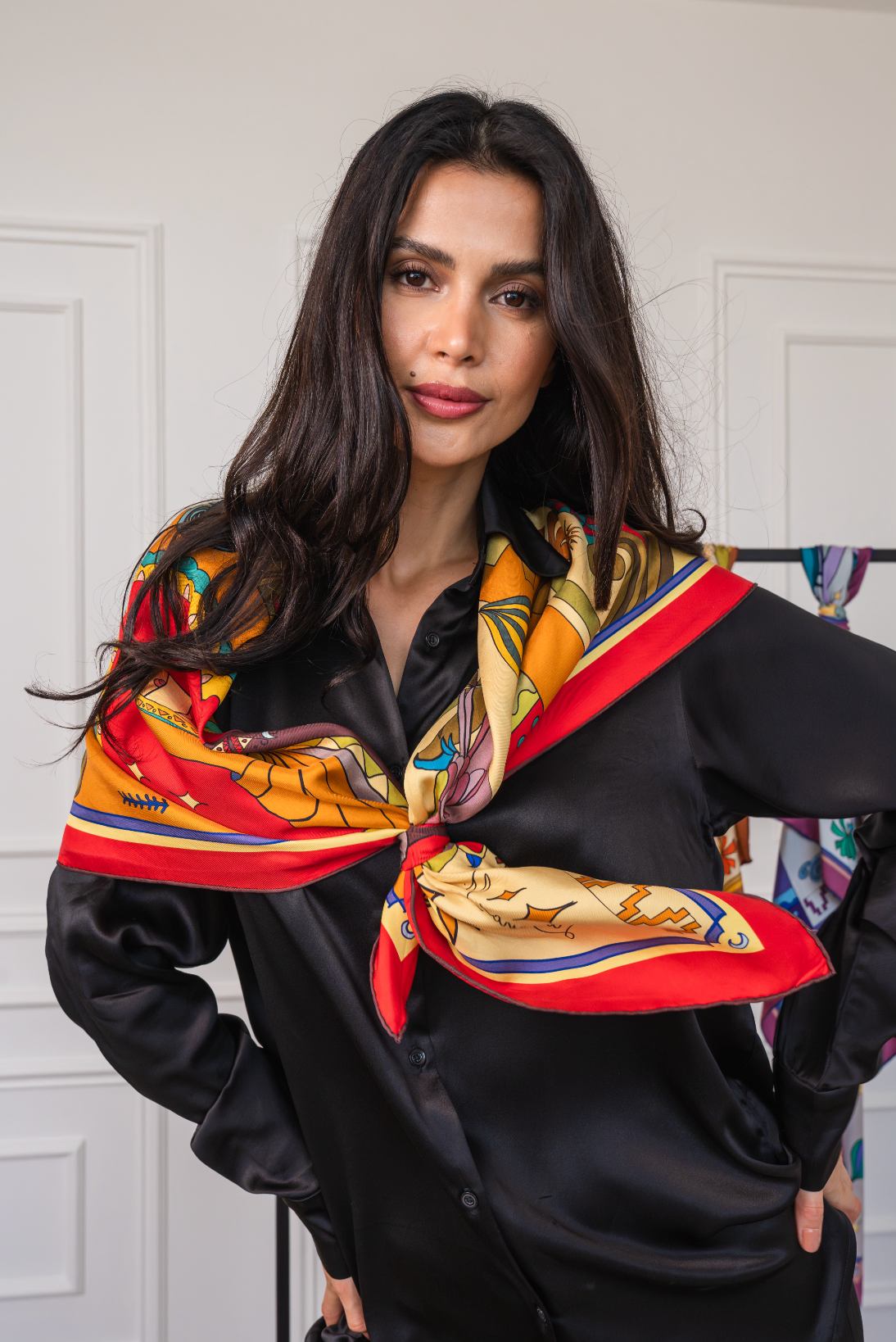 Arabian Nights ( Red/ Warm Beige)/ Silk scarf