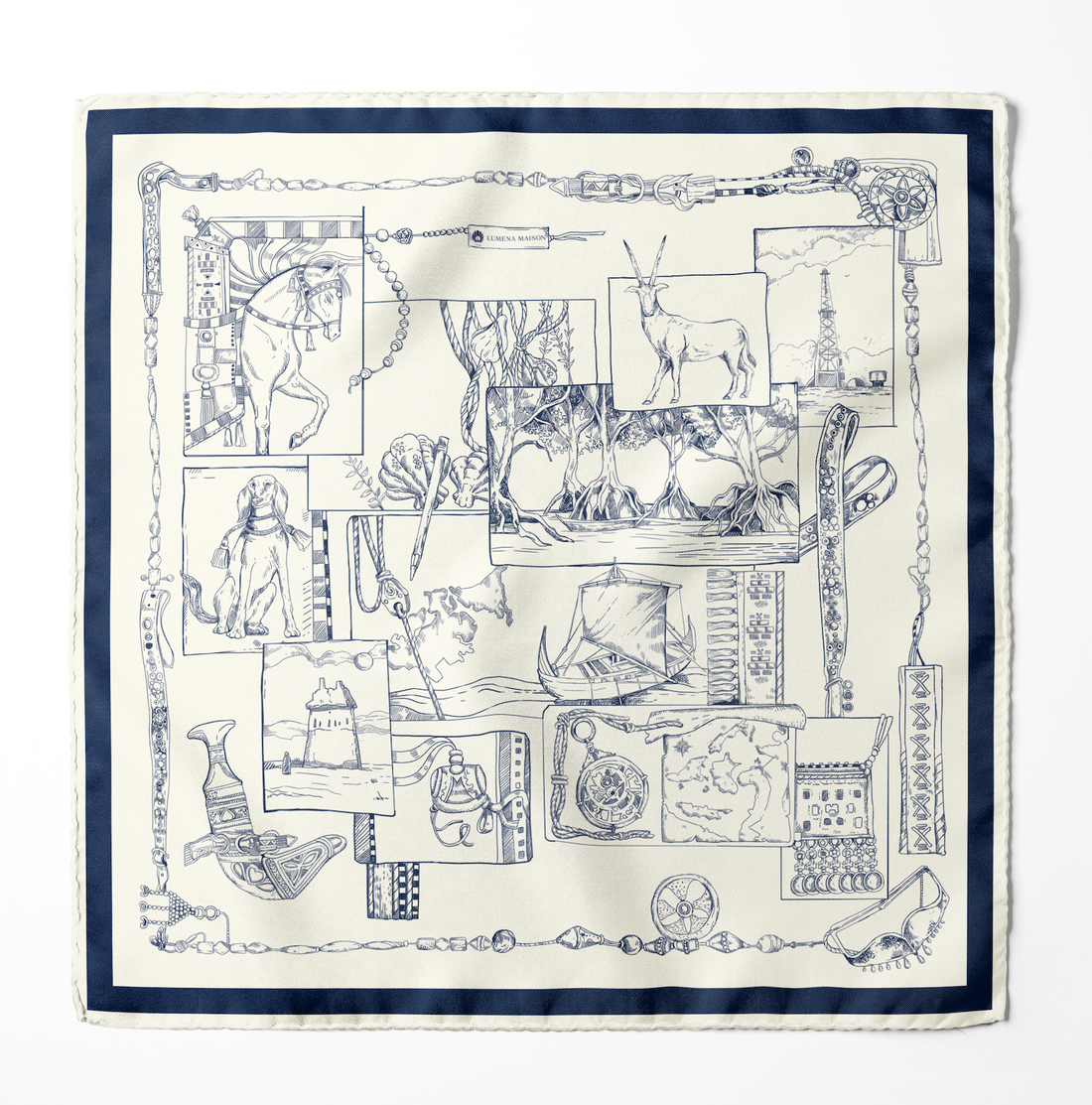 The Abu Dhabi Heritage (Blue/Brown Reversible)/ Silk Scarf