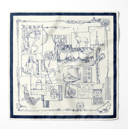 The Abu Dhabi Heritage (Blue/Brown Reversible)/ Silk Scarf
