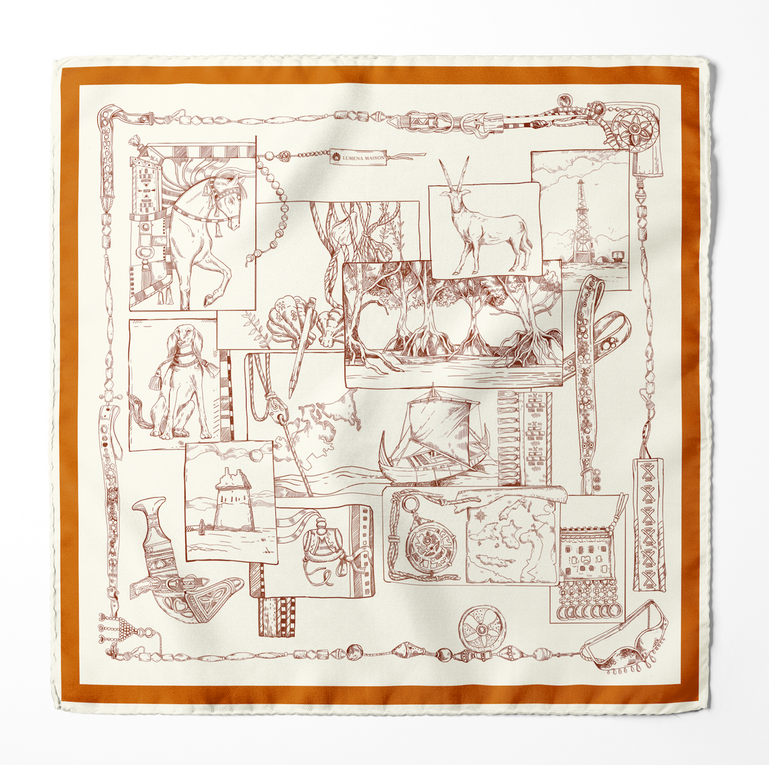 The Abu Dhabi Heritage (Blue/Brown Reversible)/ Silk Scarf