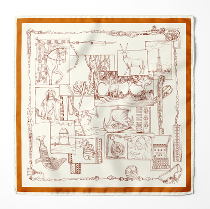 The Abu Dhabi Heritage (Blue/Brown Reversible)/ Silk Scarf