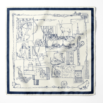 The Abu Dhabi Heritage  (Blue/Brown Reversible) / Pocket square 35