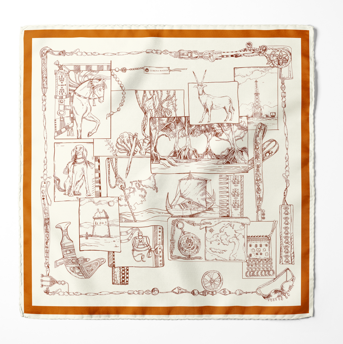 The Abu Dhabi Heritage  (Blue/Brown Reversible) / Pocket square 35