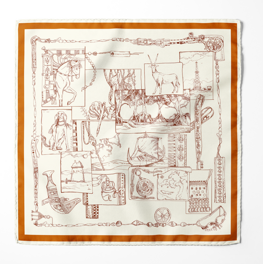 The Abu Dhabi Heritage  (Blue/Brown Reversible) / Pocket square 35