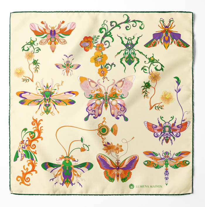 The Study of UAE Insects (Forest Green)/ Silk Scarf