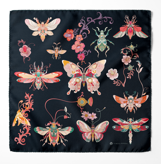 The Study of UAE Insects (Black) / Silk Scarf