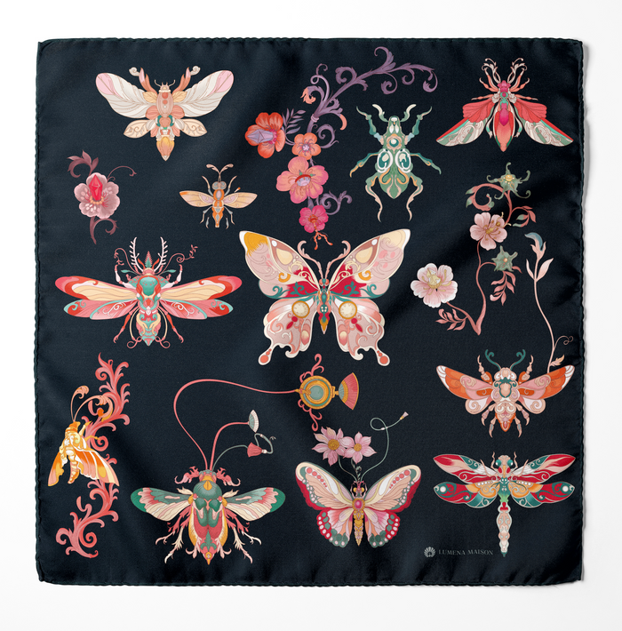 The Study of UAE Insects (Black) / Silk Scarf