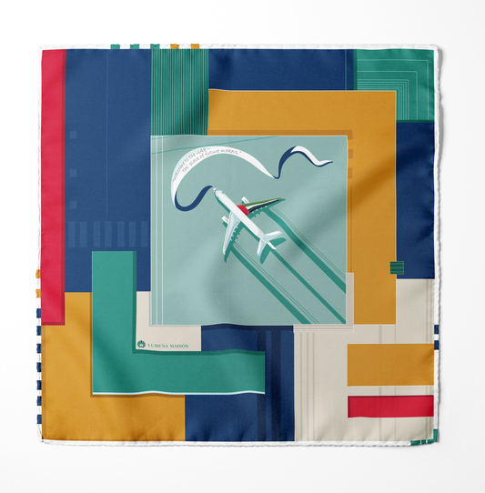 Peaceful Skies, Endless Horizons- UAE (Admiral Blue, Red, Yellow)/ Pocket square 35