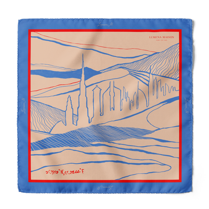 The Dubai skyline (Marine Blue) / Silk scarf