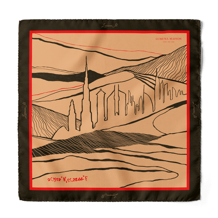 The Dubai skyline (Espresso Brown) / Pocket square 35 - Lumena Maison