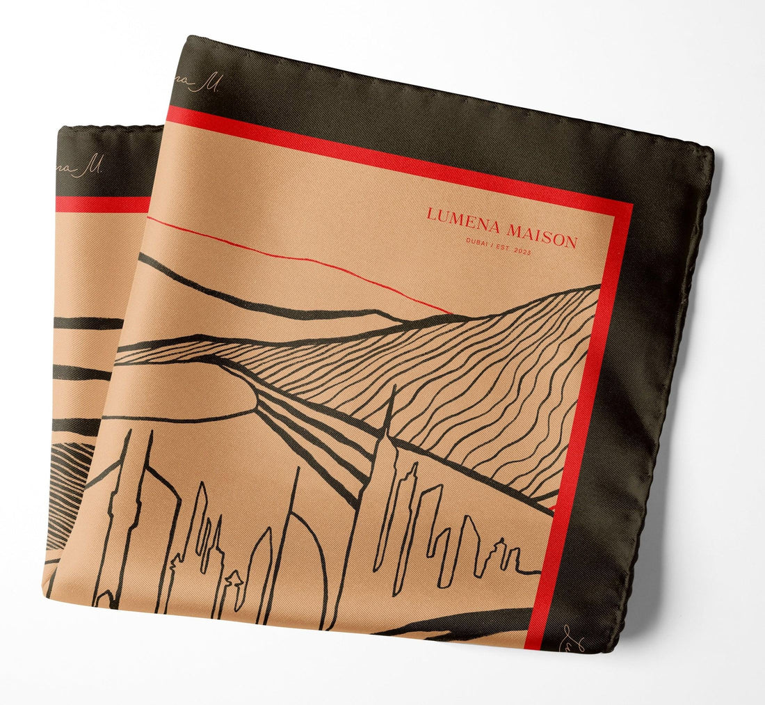 The Dubai skyline (Espresso Brown) / Pocket square 35 - Lumena Maison