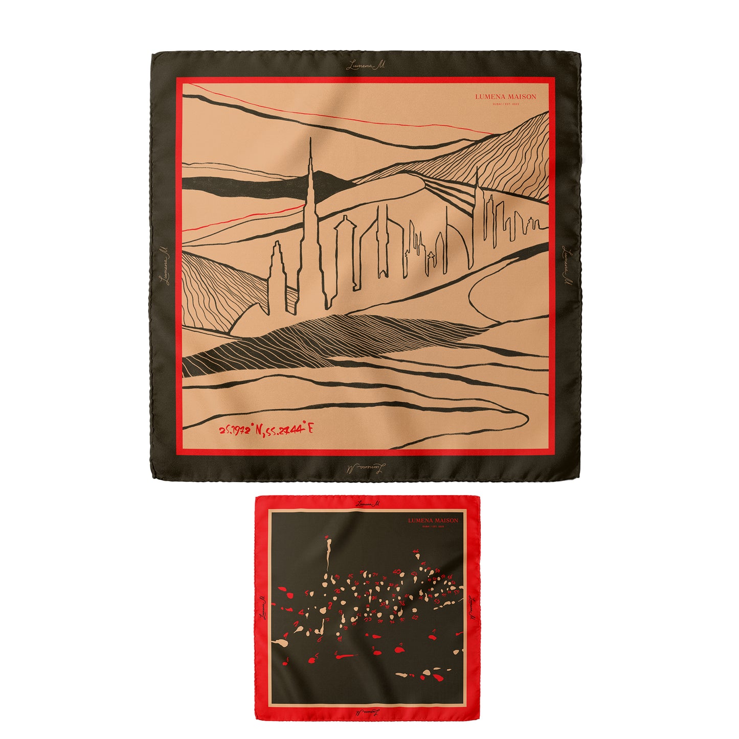 The Dubai skyline (100cm x 100cm) & Connect the dots (50cm x 50cm) (Espresso Brown) / Duo set