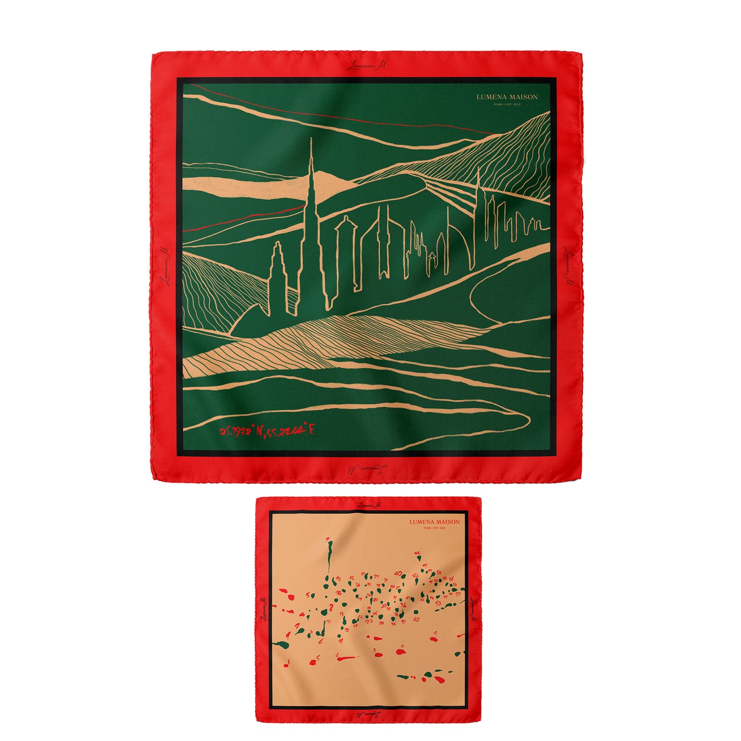 The Dubai skyline (100cm x 100cm) & Connect the dots (50cm x 50cm) (Emerald Green) / Duo set