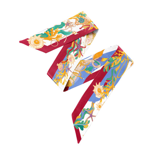 The Secrets of the Emirati Dhow (Red Frame )/ Silk twilly scarf