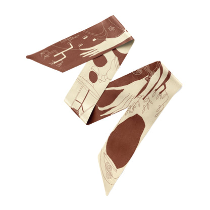 The Villa 515 (Mocha Brown)/ Silk Twilly Scarf