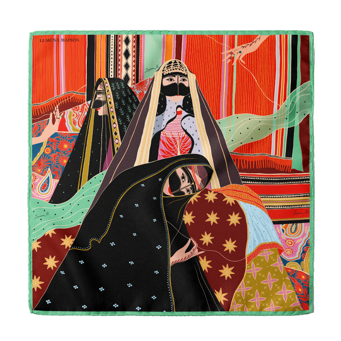 Sisterhood (Red) / Pocket Square 35 - Lumena Maison