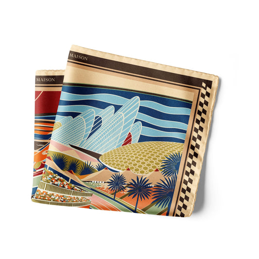 Formula 1 Abu Dhabi (Brown) / Pocket Square 35 - Lumena Maison