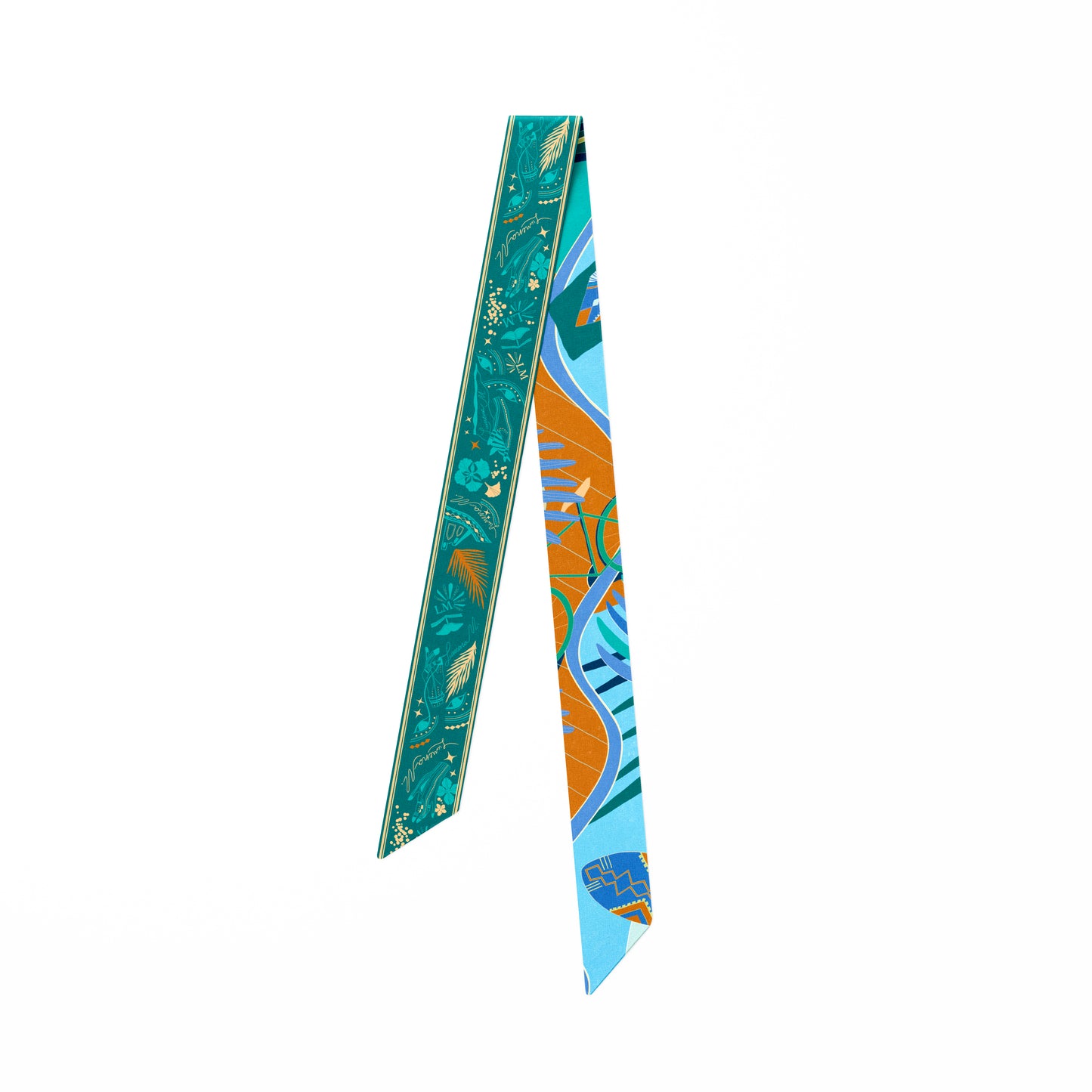 The Dubai Kite beach (Frosty Green second side) / Silk twilly scarf