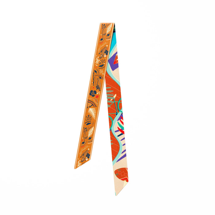 The Dubai Kite beach (Brick Orange) / Silk twilly scarf - Lumena Maison