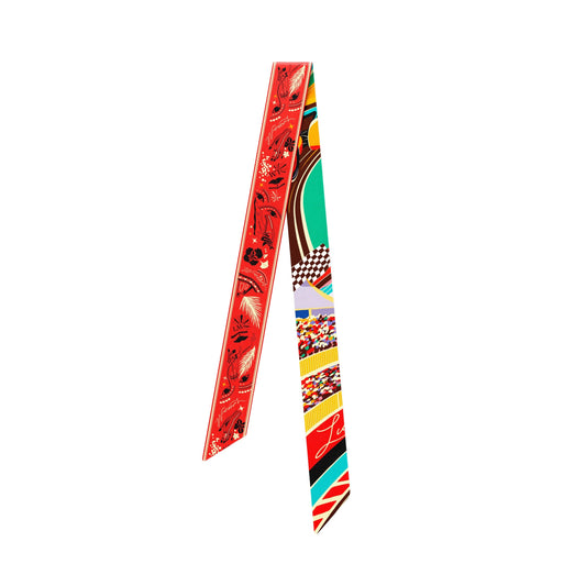 Formula 1 Abu Dhabi (Red) / Silk twilly scarf - Lumena Maison
