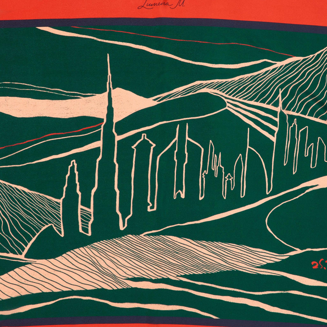 The Dubai skyline (Emerald Green) / Pareo - Lumena Maison