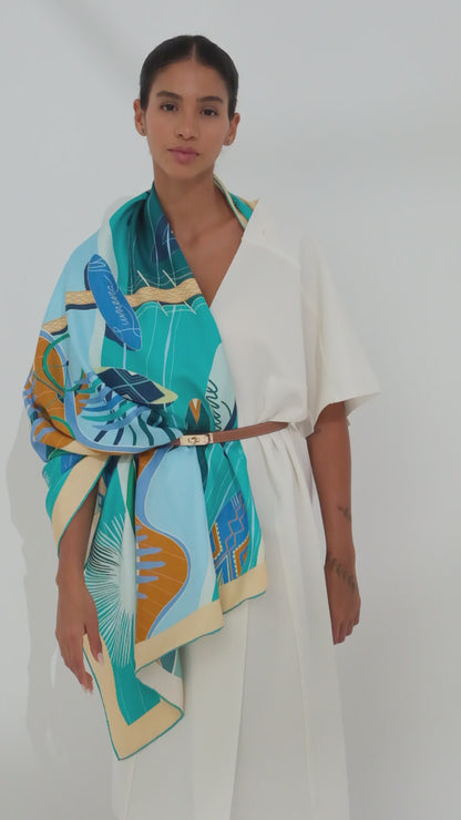 The Dubai Kite beach (Frosty Green) / Silk scarf