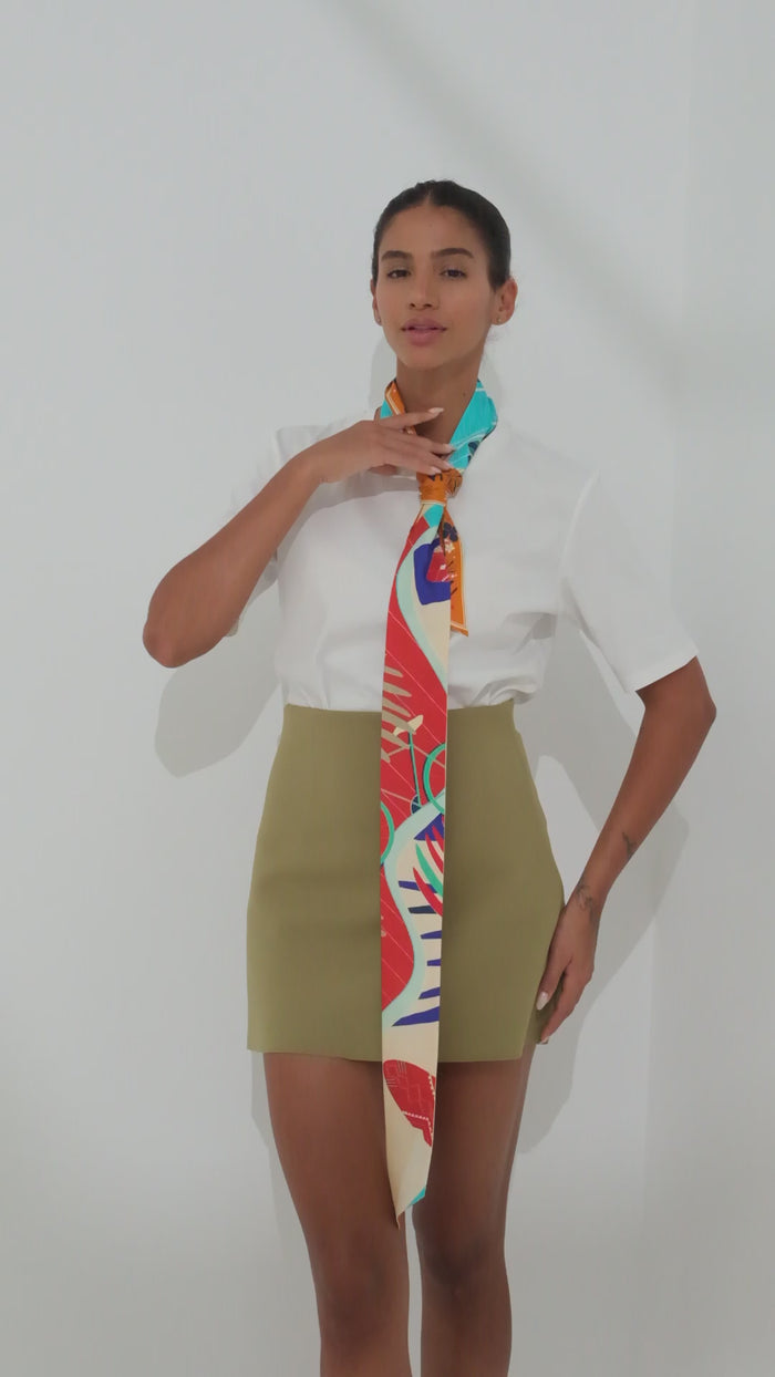 The Dubai Kite beach (Brick Orange) / Silk twilly scarf