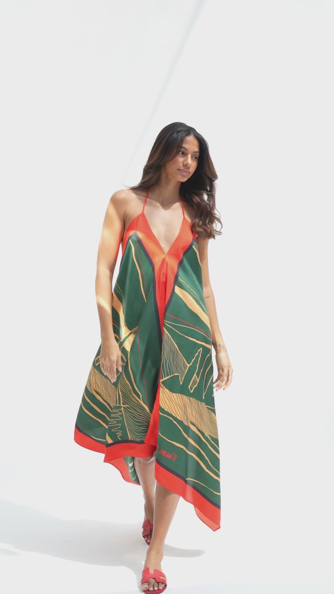 The Dubai skyline (Emerald Green) / Silk dress