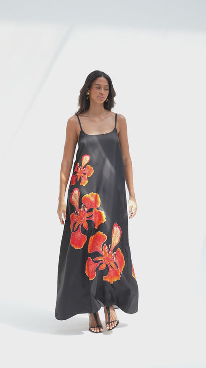 UAE Botanicals (Black) / A-line dress