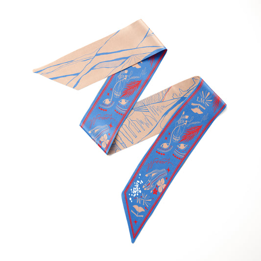 The Dubai skyline (Marine Blue) / Silk twilly scarf