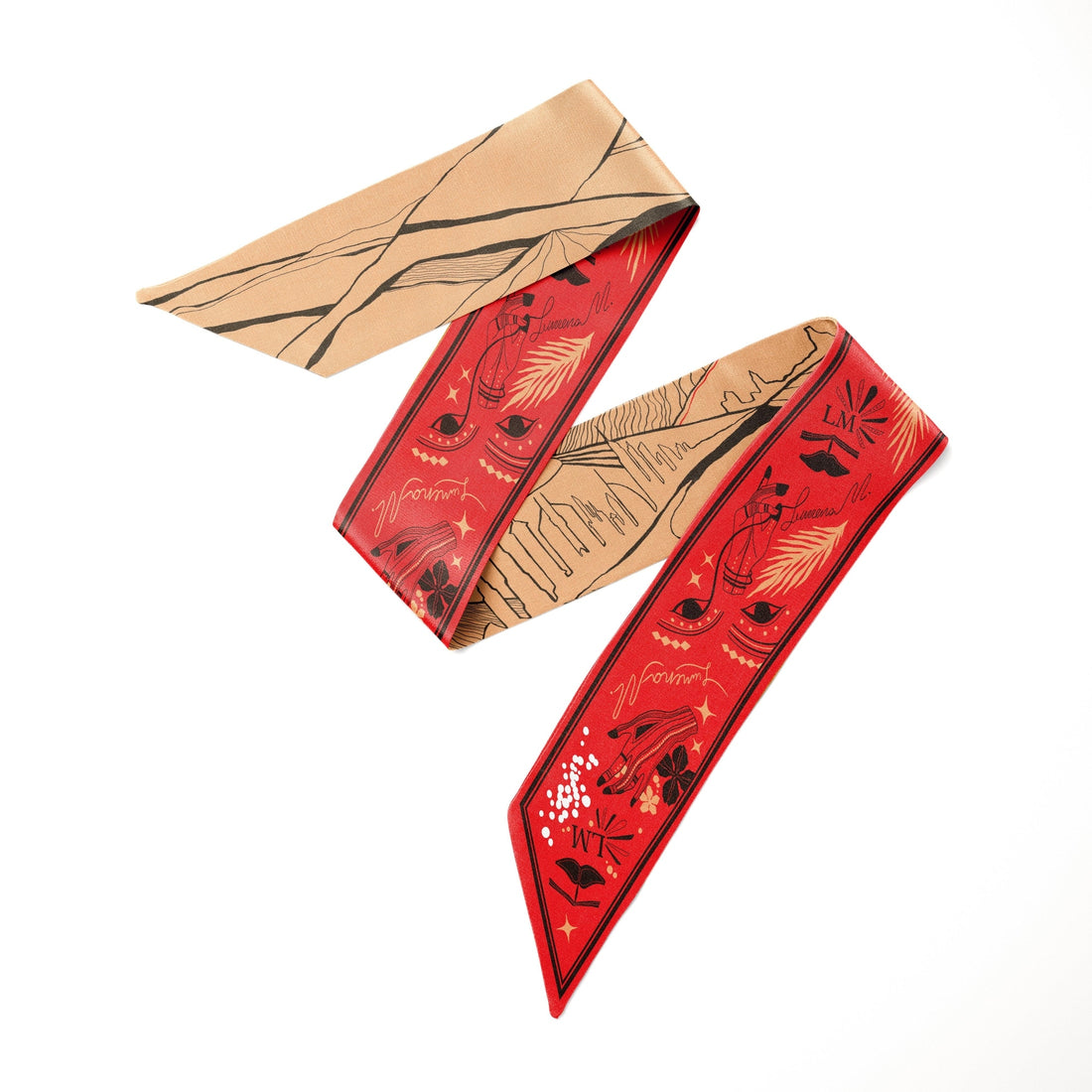The Dubai skyline (Espresso Brown) / Silk twilly scarf - Lumena Maison