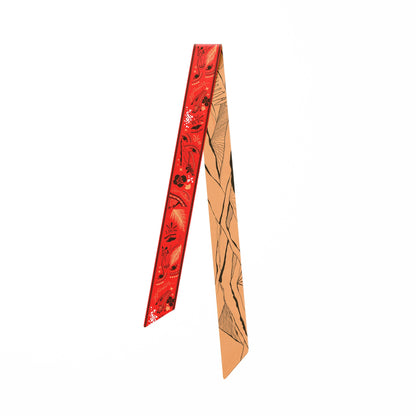 The Dubai skyline (Espresso Brown) / Silk twilly scarf - Lumena Maison